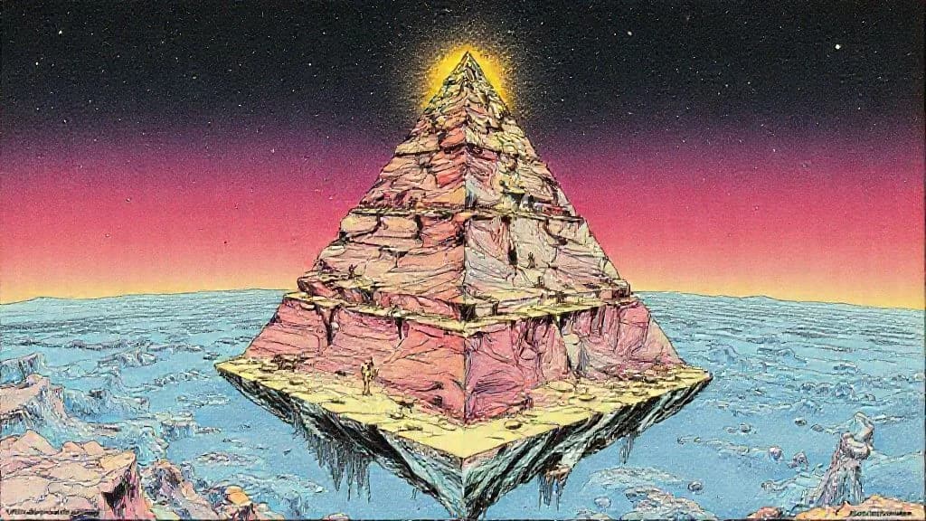 Illustration : Monde moderne redescente pyramide maslow